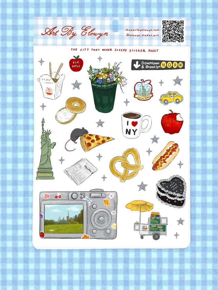 5x7 New York The City That Never Sleeps Sticker Sheet for wholesale by Art By Elowyn