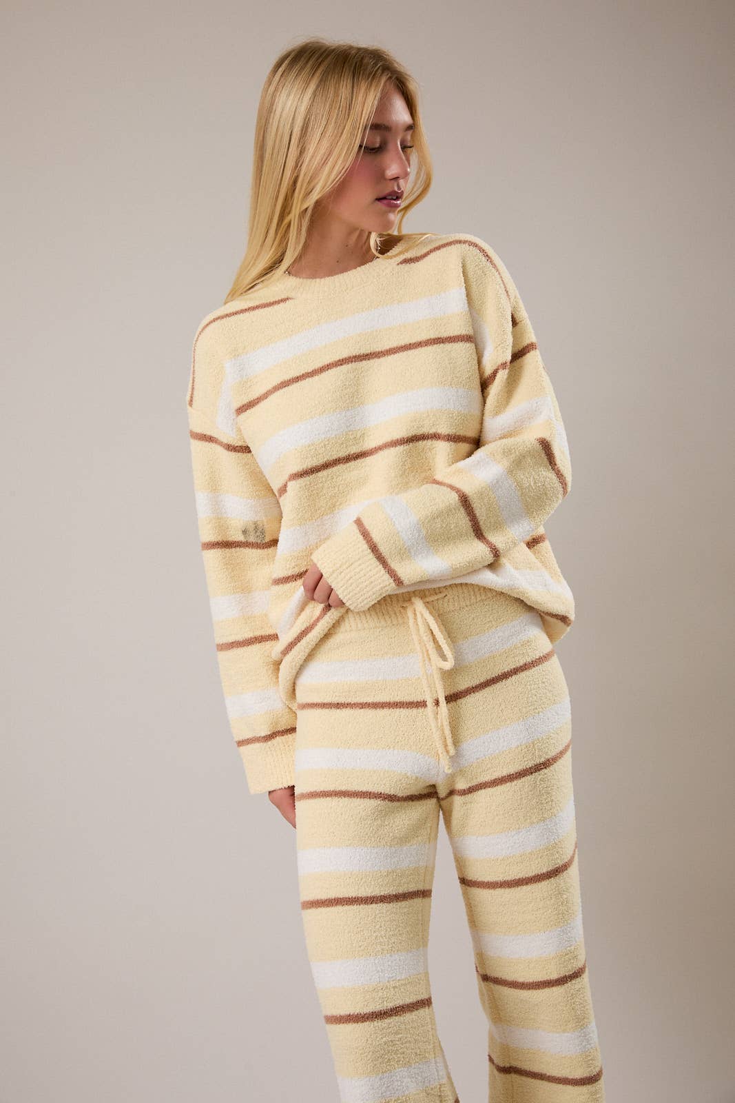 LE LIS - Wholesale Lounge Set - Women's - LONG SLEEVE STRIPE SWEATER TOP WITH WIDE LEG SWEATER PANTS21