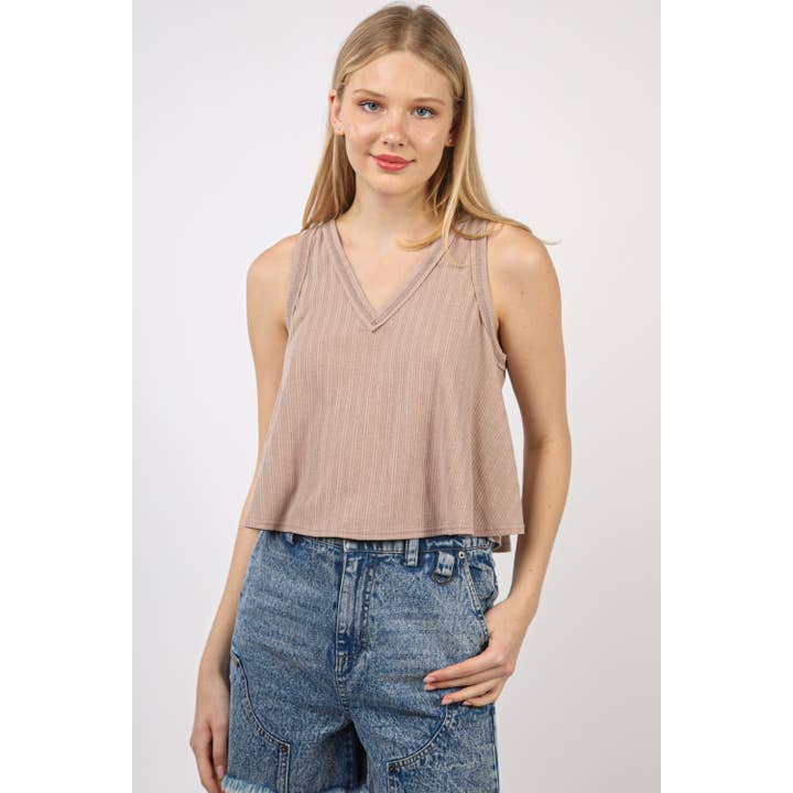 Sleeveless Soft Knit Swing Crop Top for wholesale by Apolline