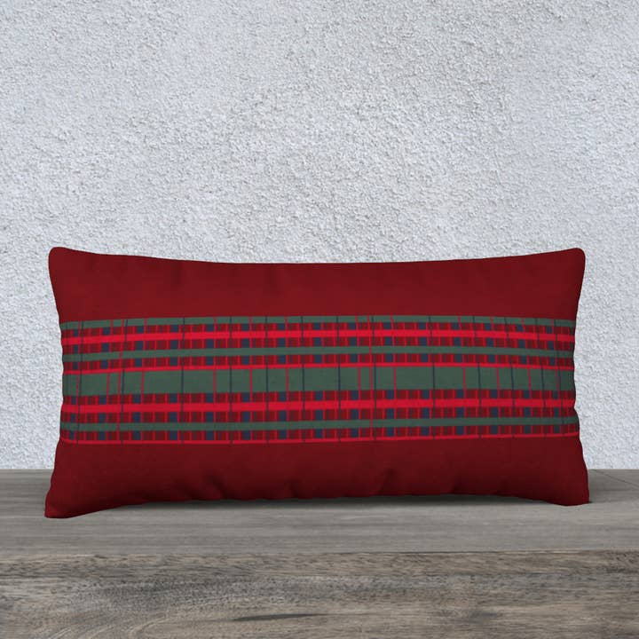 Accent lendenkussenhoes 24x12 Tartan - Rood en marineblauw 🇨🇦 voor wholesale door The Wheaten Store