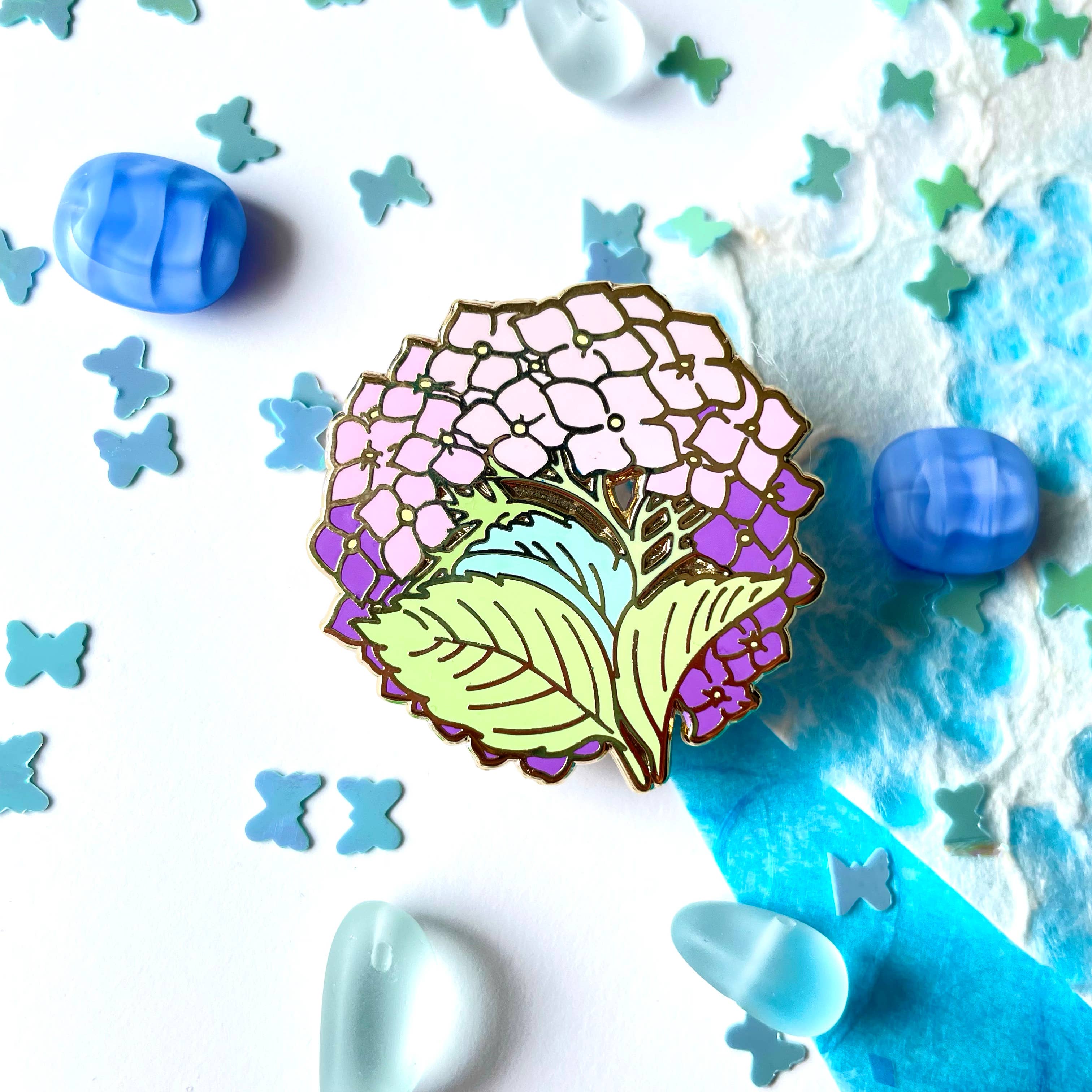 Shishido Creative – Engroshandel Reversnål/knap – Hortensia/Ajisai • Japansk blomsterstift0