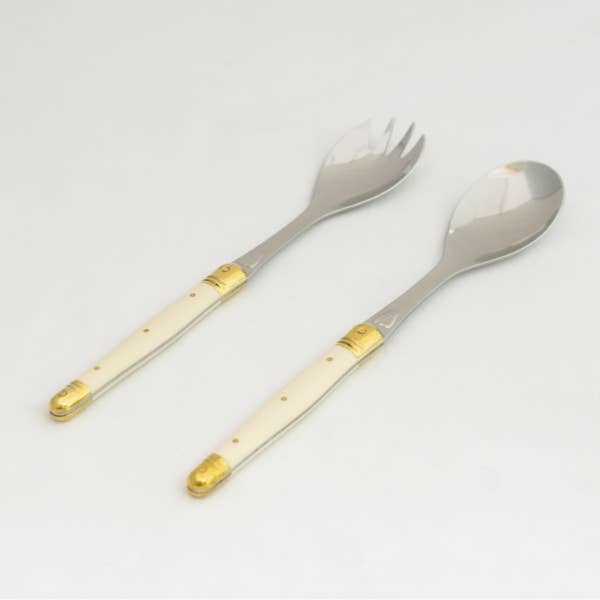 The French Farm - Wholesale Dinnerware Set - Jean Dubost Salad Servers with Ivory Colored Handles2