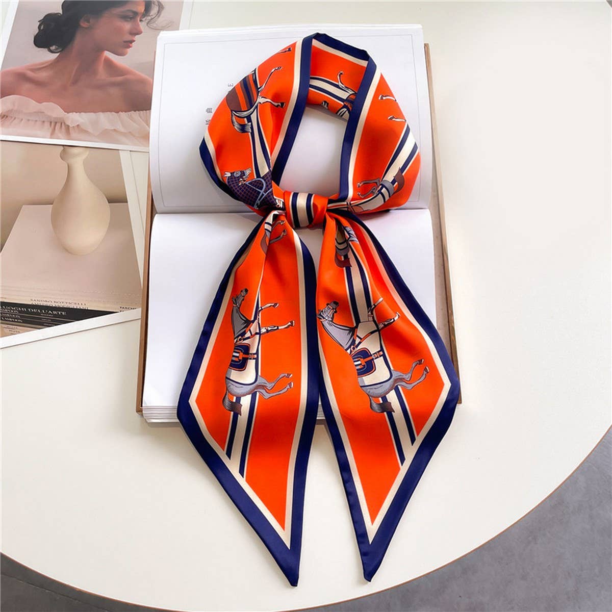 ACCITY - Wholesale Head Scarf - Women's - FASHIONABLE DOUBLE-LAYER RIBBON ANGLED HEAD SCARF_CWASC15158