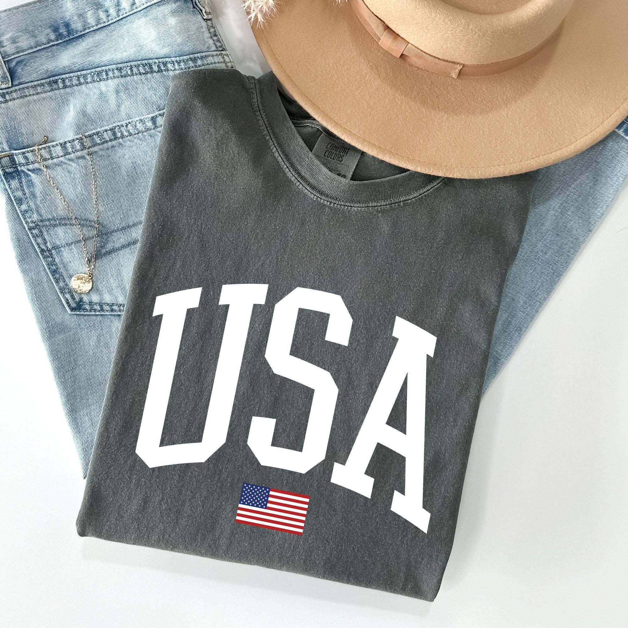 Refinery Number One LLC – wholesale T-shirts med screentryck – Dam – USA Flagga, Amerika, Patriotisk, Vit, 4 juli T-shirt11