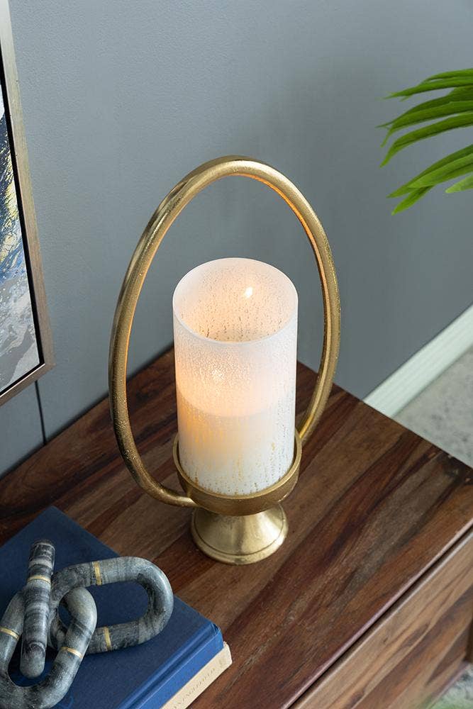 A&B Home Group Inc. - Wholesale Candle Holder - S/2 Oval Halo Hurricane Candleholders - Gold2