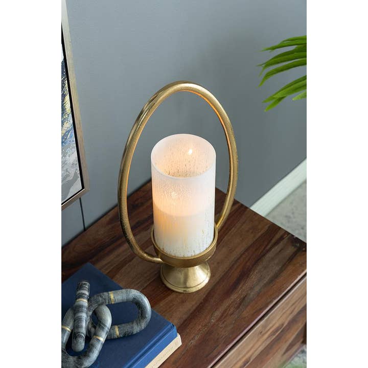 A&B Home Group Inc. – wholesale Ljushållare – S/2 Ovala Halo Orkanljusstakar - Guld2