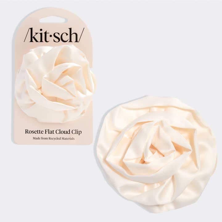 Satin Rosette Medium Flat Cloud Clip - Cream for wholesale by KITSCH