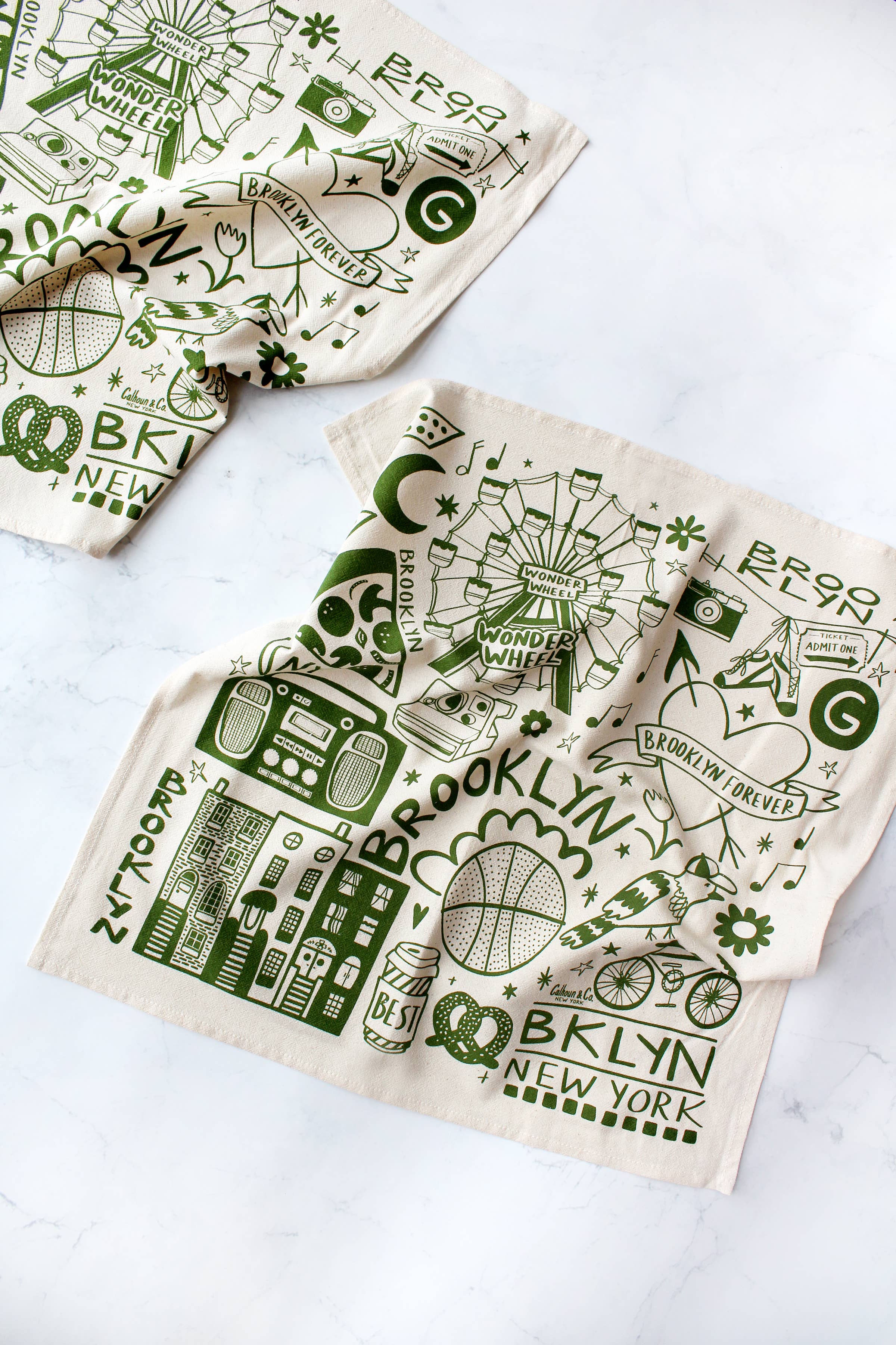 Calhoun & Co. - Wholesale Tea Towel - Brooklyn Forever Screen Printed Tea Towel0