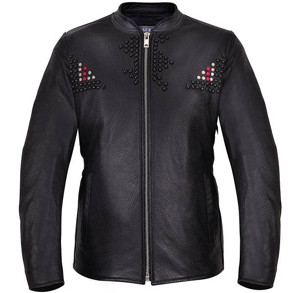 Piers Men's Black Naked Cowhide Leather Jacket With Beads, Stylish Club Wear for wholesale by Slade Leather