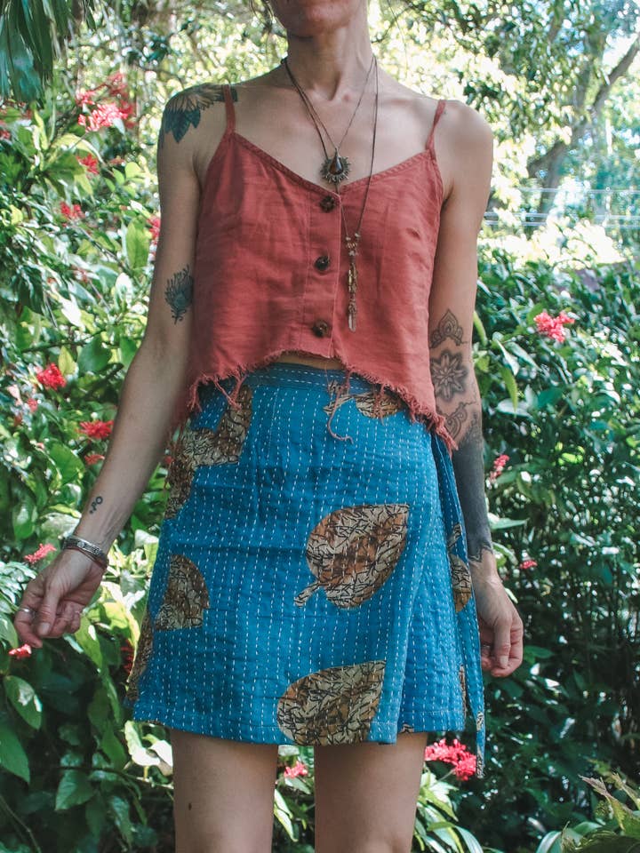 Kantha Wrap Skirt - Mini for wholesale by Renew Vintage