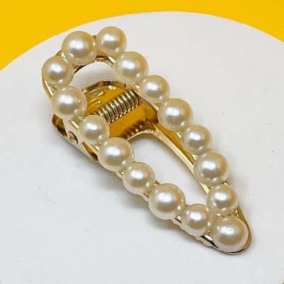 Rainbow Unicorn Birthday Surprise - Wholesale Hair Clip - Women's - Pearl Triangle Hair Clip – Faux Pearls alligator clip0