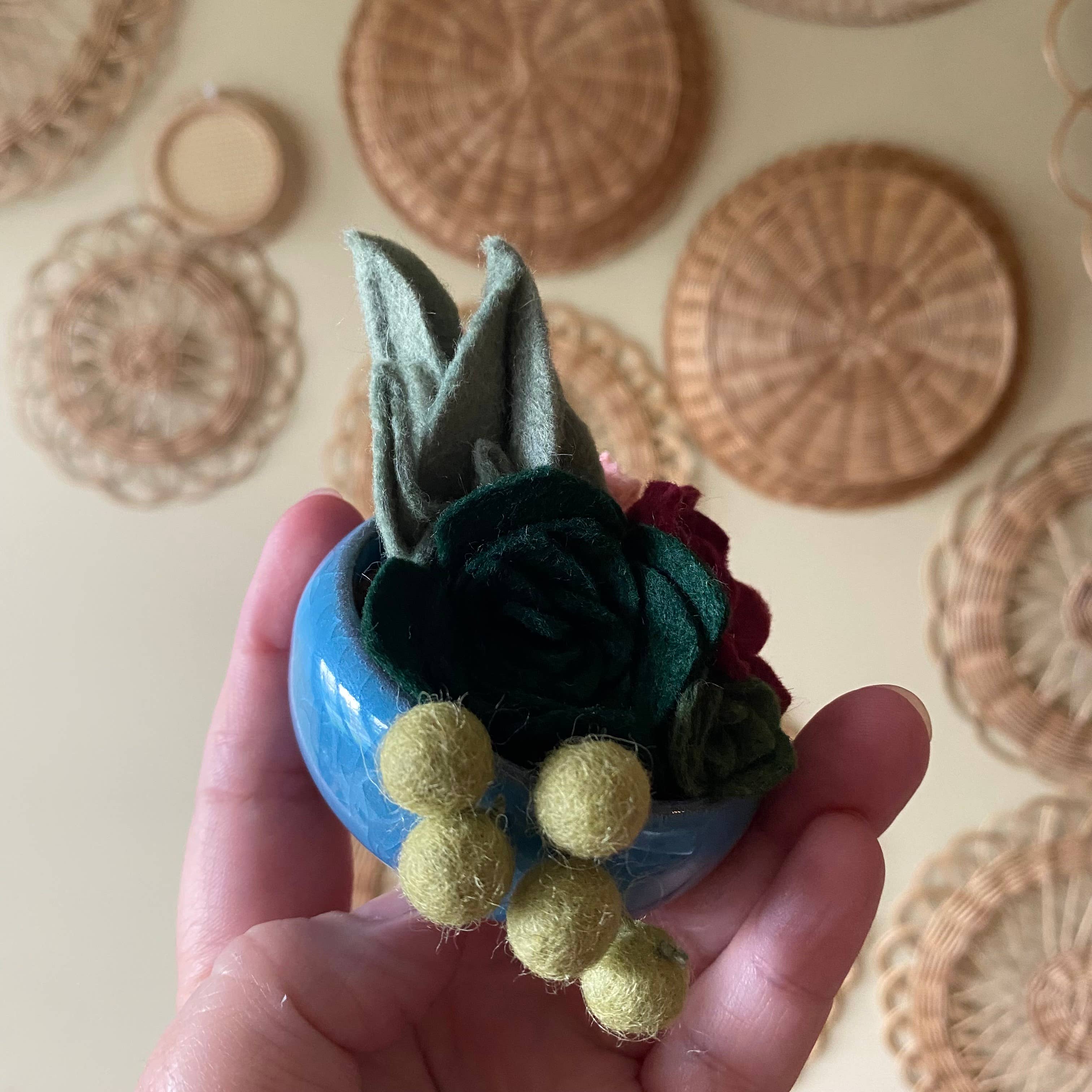 ForgetBKnot - Wholesale Artificial Flowers - Handmade Felt Succulent Arrangement in Colourful Ceramic Pot5