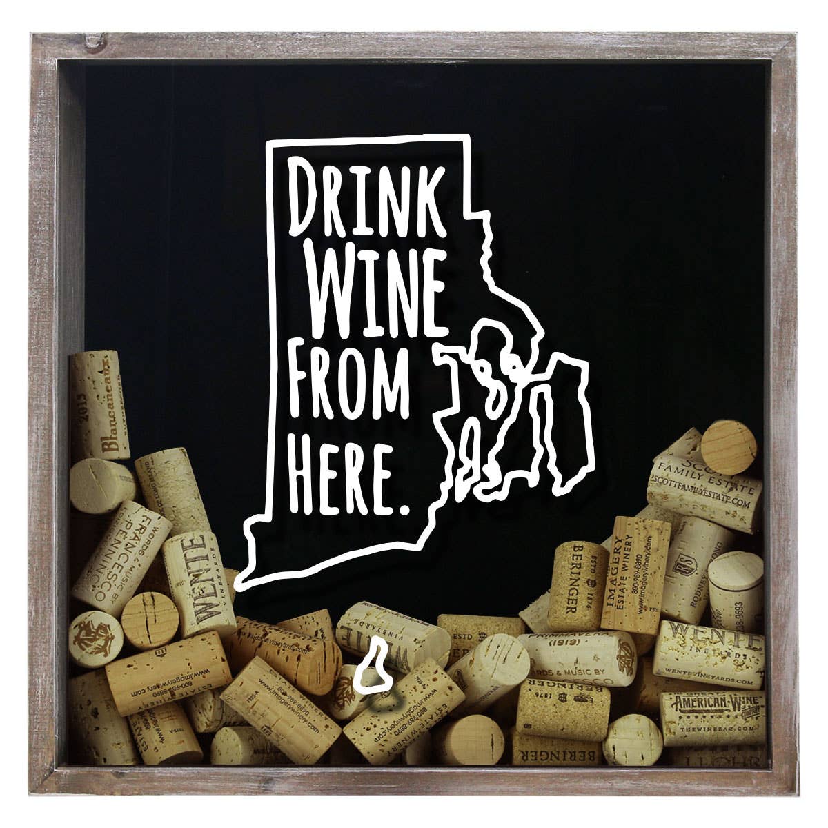 Torched Products - Wholesale Sign - Drink Wine From Here Beer Cap Shadow Box - Farmhouse Antique37