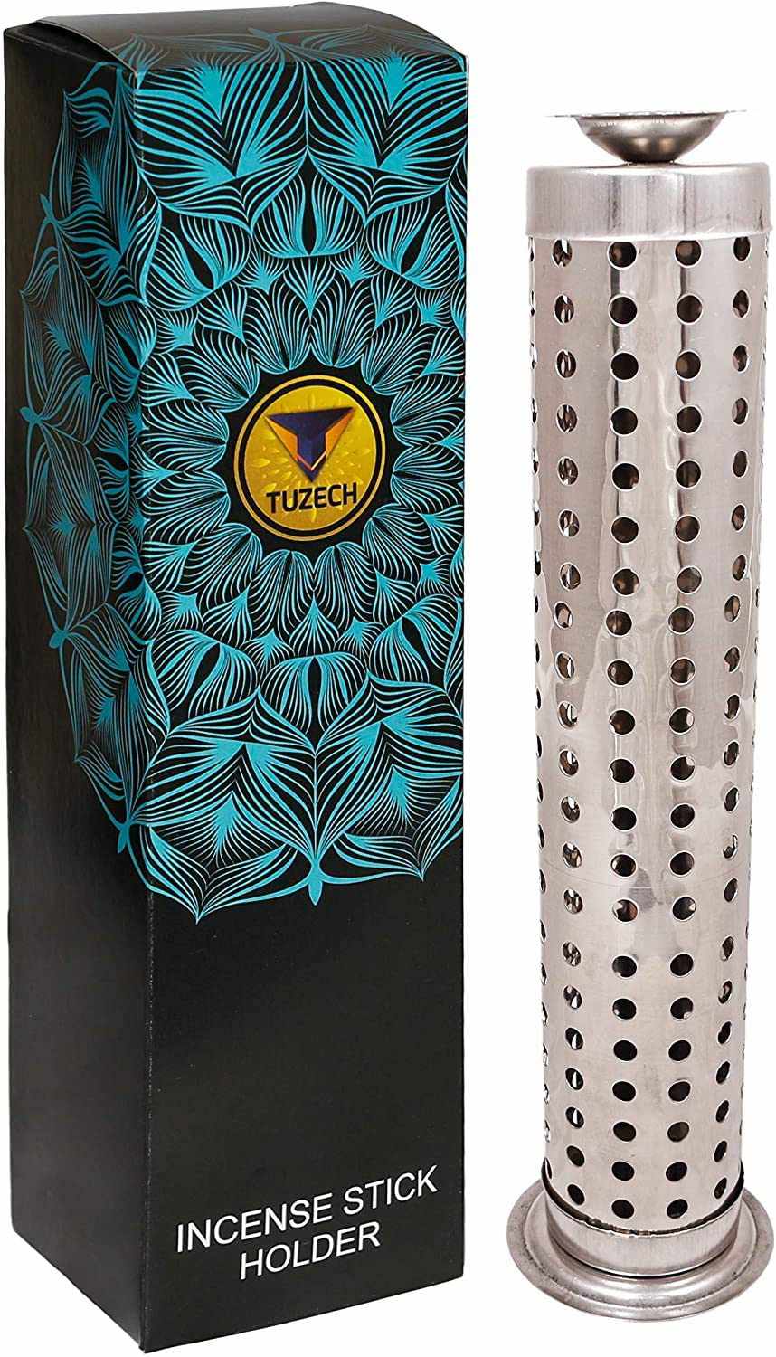 Tuzech Leather - Wholesale Incense Holder - Tuzech Steel King Size Sage Long Incense Holder Natural Assorted Home Useful Agarbatti Stand with Ash Catcher best for Diwali Pooja Celebration Gift0