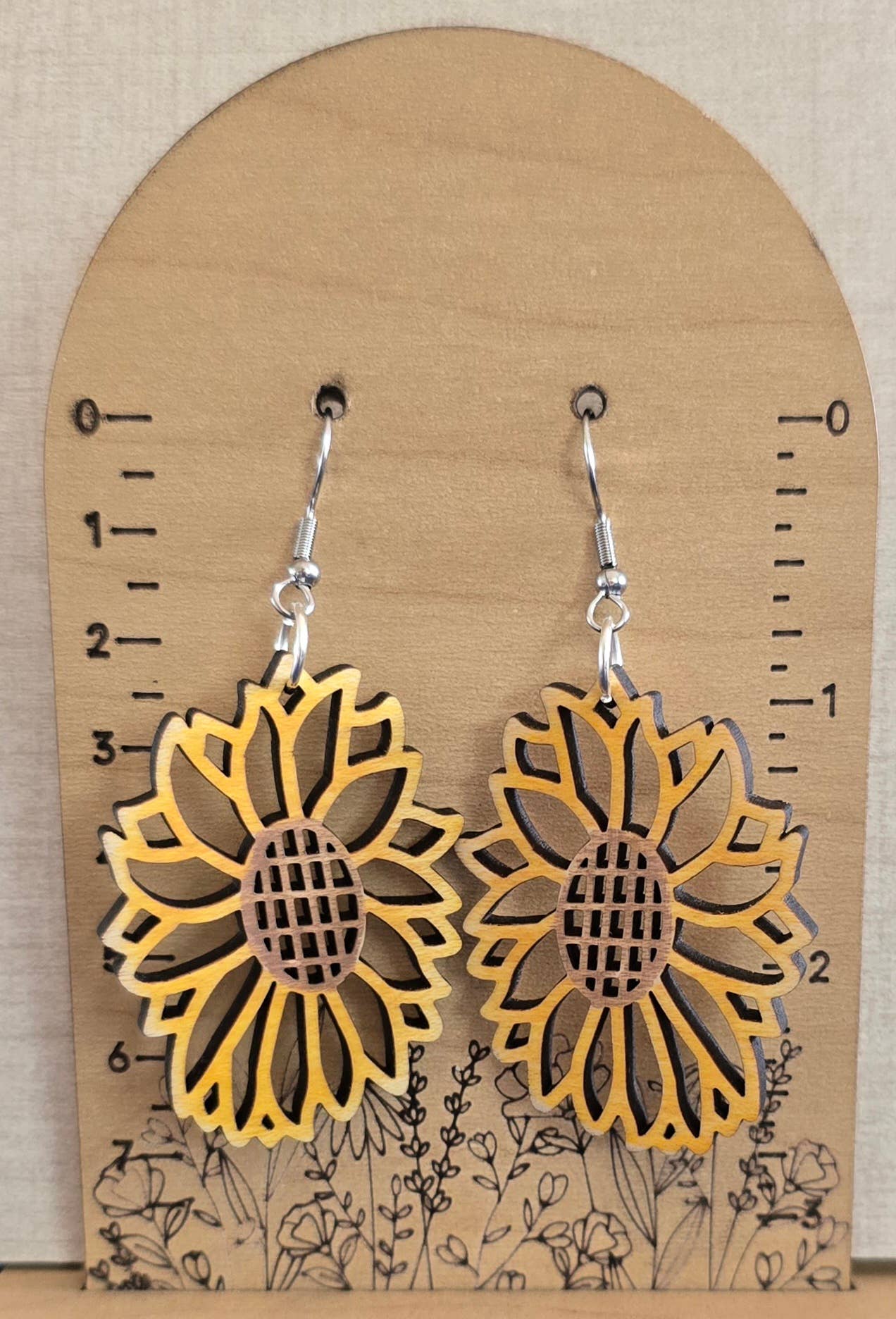 Silver Birch Designs Jewelry - Wholesale Dangle Earrings - Sunflower Cutout Earrings/ Fall Autumn Earrings2