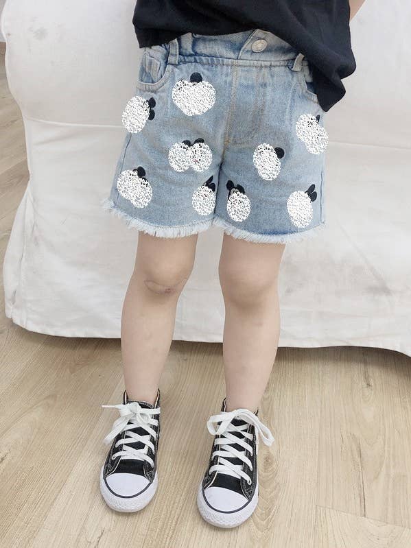 Classic Cartoon Embroidered Denim Shorts for wholesale by CHANG EN LLC