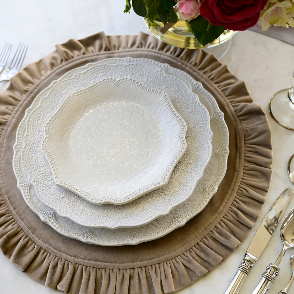 Arte Italica & Crown Linen Designs - Wholesale Dinner Plate - Merletto Antique Dinner Plate6