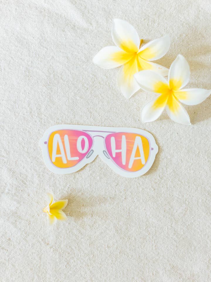 Aloha Sunglasses Sticker for wholesale by Left Right Design