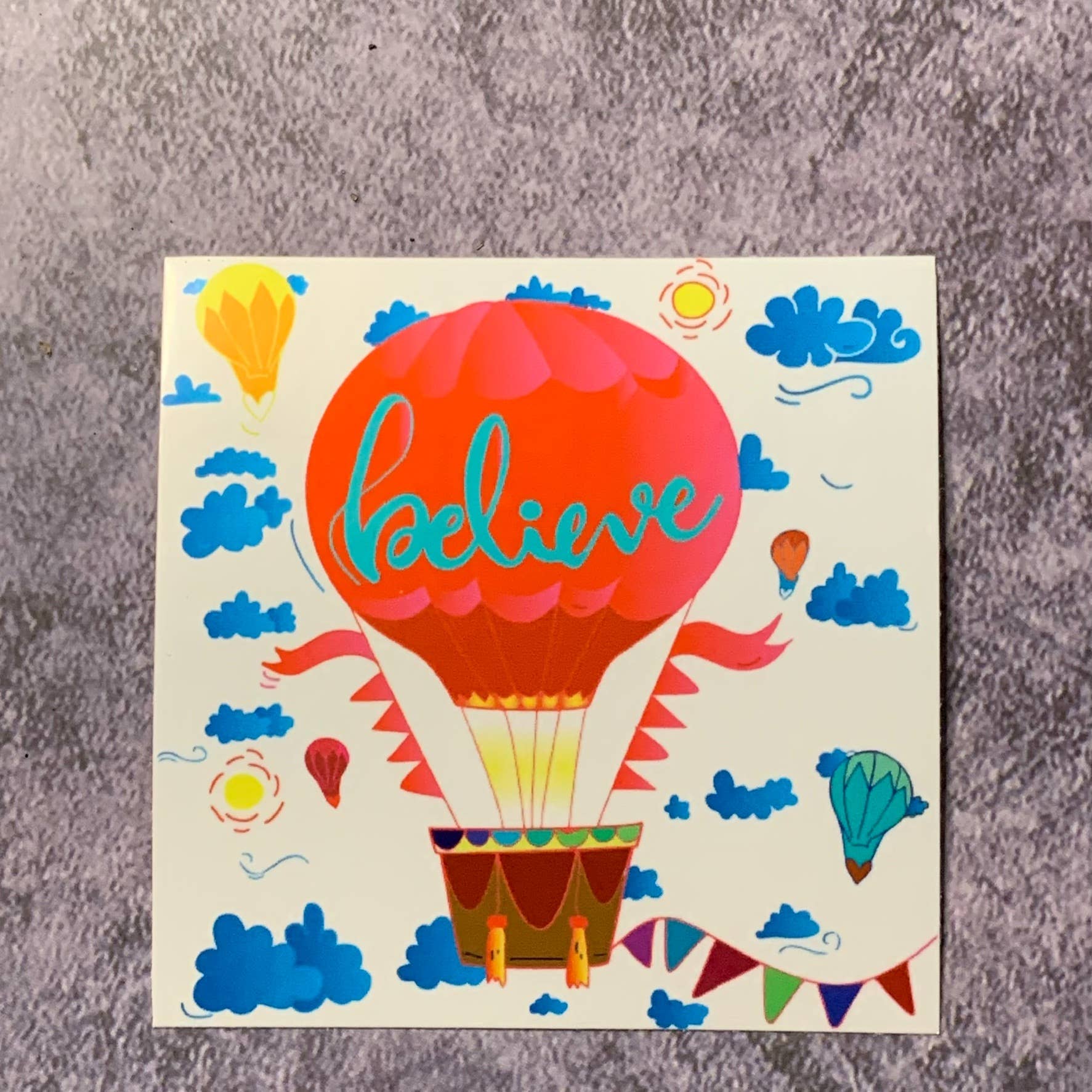 Denali & Co. - Wholesale Sticker - Believe Hot Air Balloon Motivational Sticker, 3” x 3”4