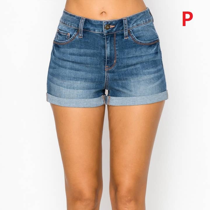 Plus High Waist Push Up Denim Shorts for wholesale by BELLA LUNA