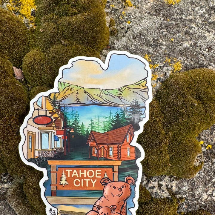 Tahoe City klistermærke, Lake Tahoe klistermærke, Tahoe klistermærke for engroshandel hos Lady Doodle Denise