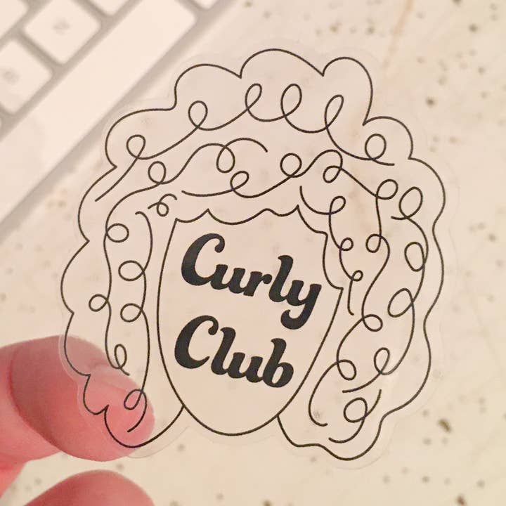 Klar Curly Club Sticker for engroshandel hos The Avera Boutique
