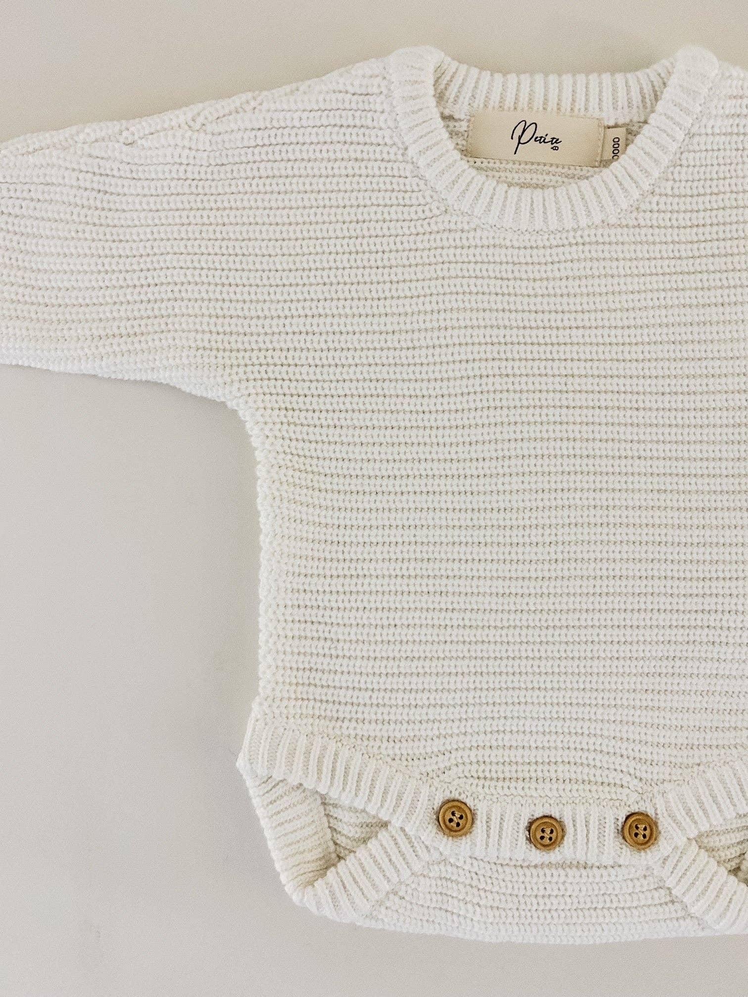 Petite + Co - Wholesale Jumpsuit - Baby - CLASSIC RIBBED ROMPER - MILK | PERSONALISED EMBROIDERY AVAILABLE11