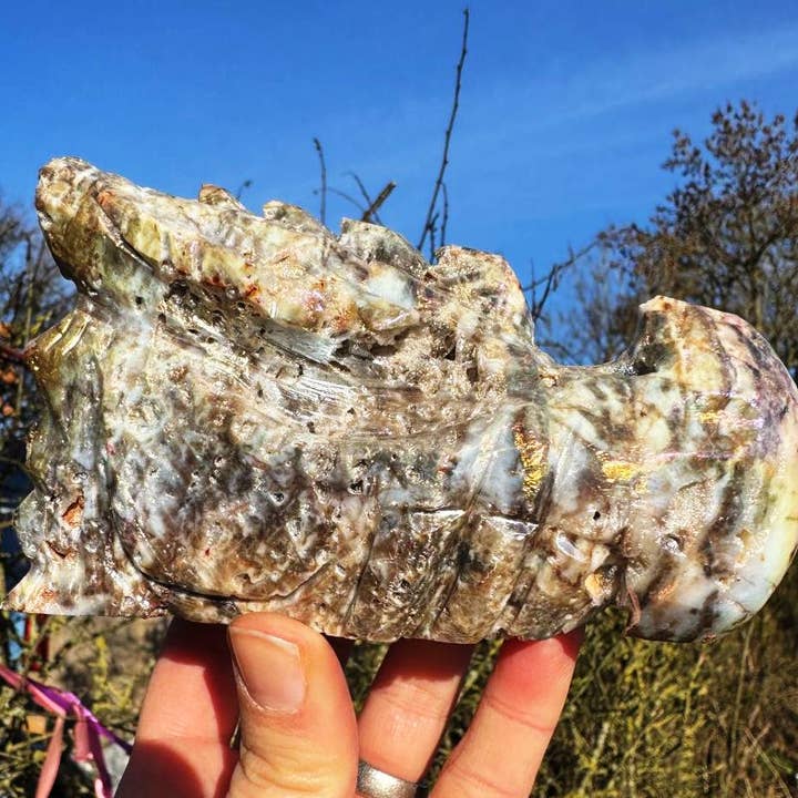 Dragon carving large dragon aura crystal quartz by elf for wholesale by Elf Kendal Hippies