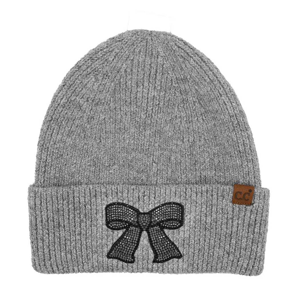 Fashion City - Wholesale Beanie - Women's - Rhinestone Ribbon Bow Embellishment Beanie5