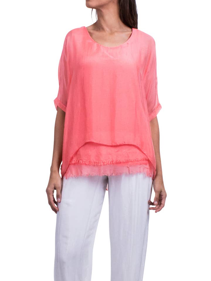 Gigi Moda - Wholesale Blouse - Women's - Kaftan Style Blouse with Frayed Edge50