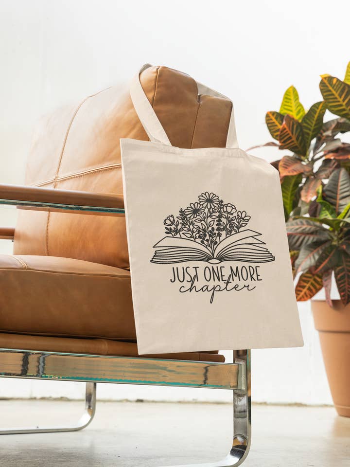 Just One More Chapter Cotton Tote Bag for wholesale by MandaMade4u