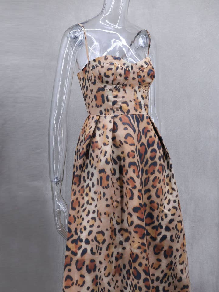 Leo Leopard Corset Cocktail Midi Dress for wholesale on Faire3