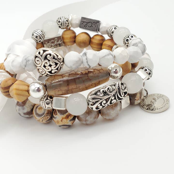 Handmade Women's Stackable Natural Beaded Bracelets for wholesale by Jo'Ché Project 225