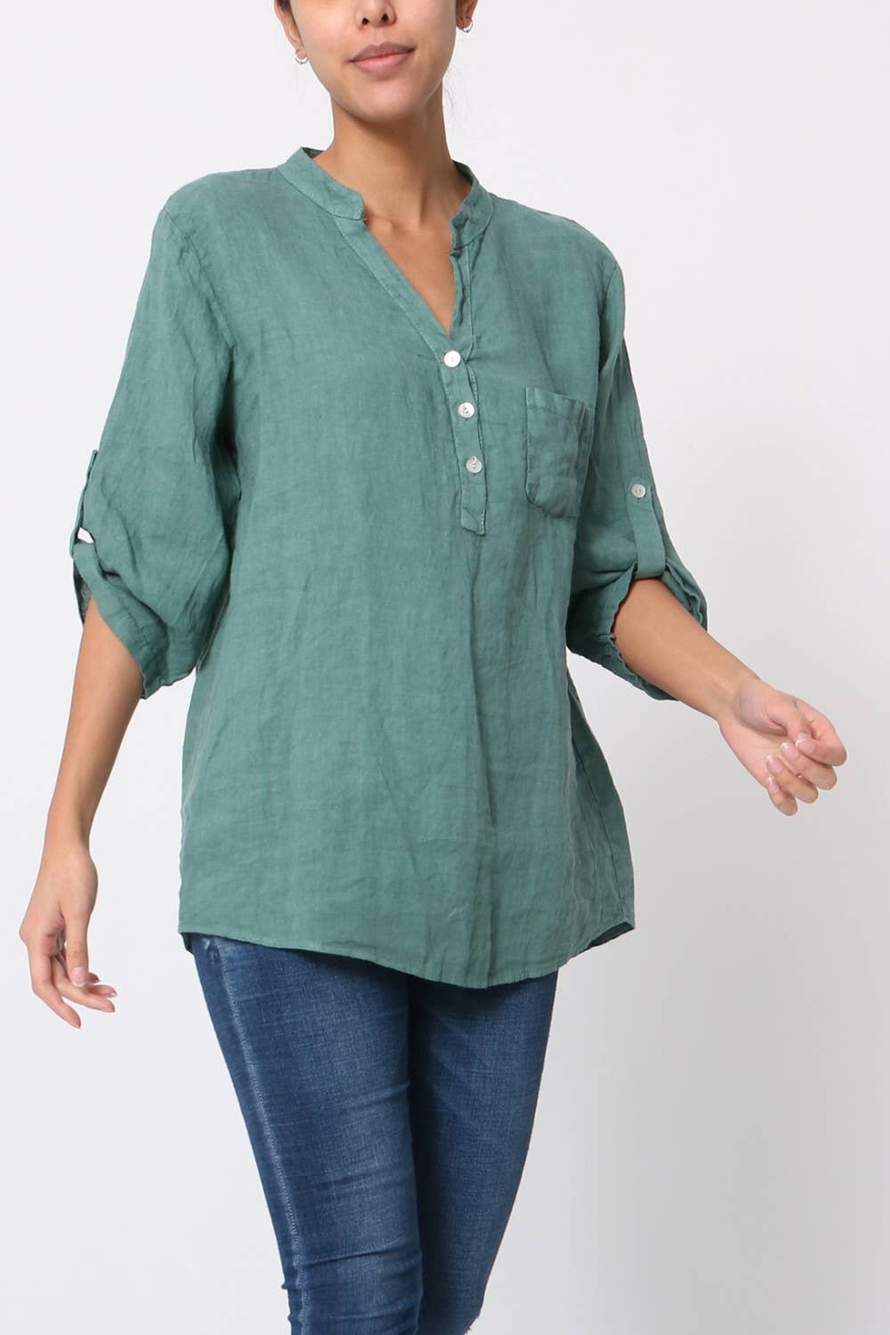 LÉA & LUC - Wholesale Button Down Shirt - Women's - 100% Linen Blouse REF. 636746