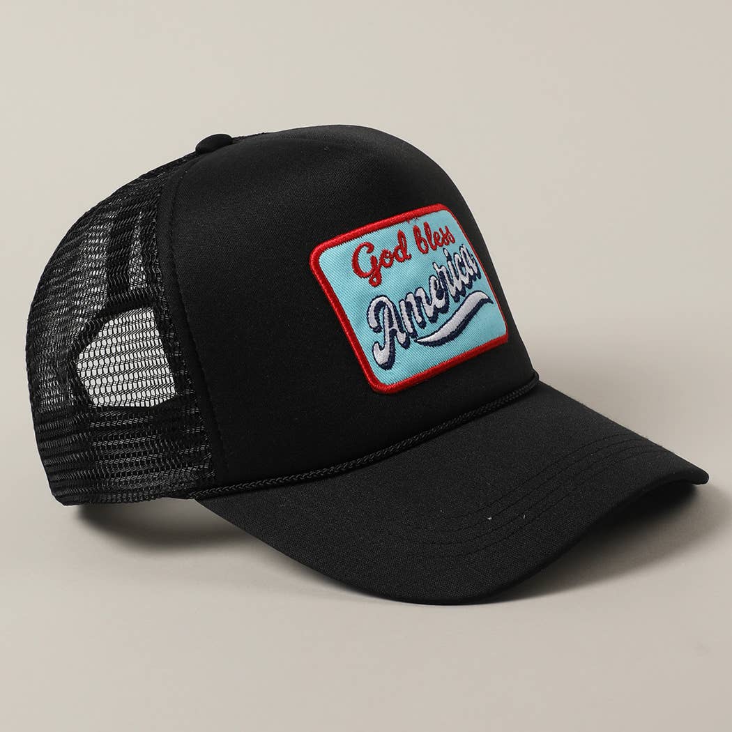 Fashion City - Vendita all'ingrosso Cappellino  da camionista - Unisex - Cappello in Schiuma con Toppa Ricamata "God Bless America"1