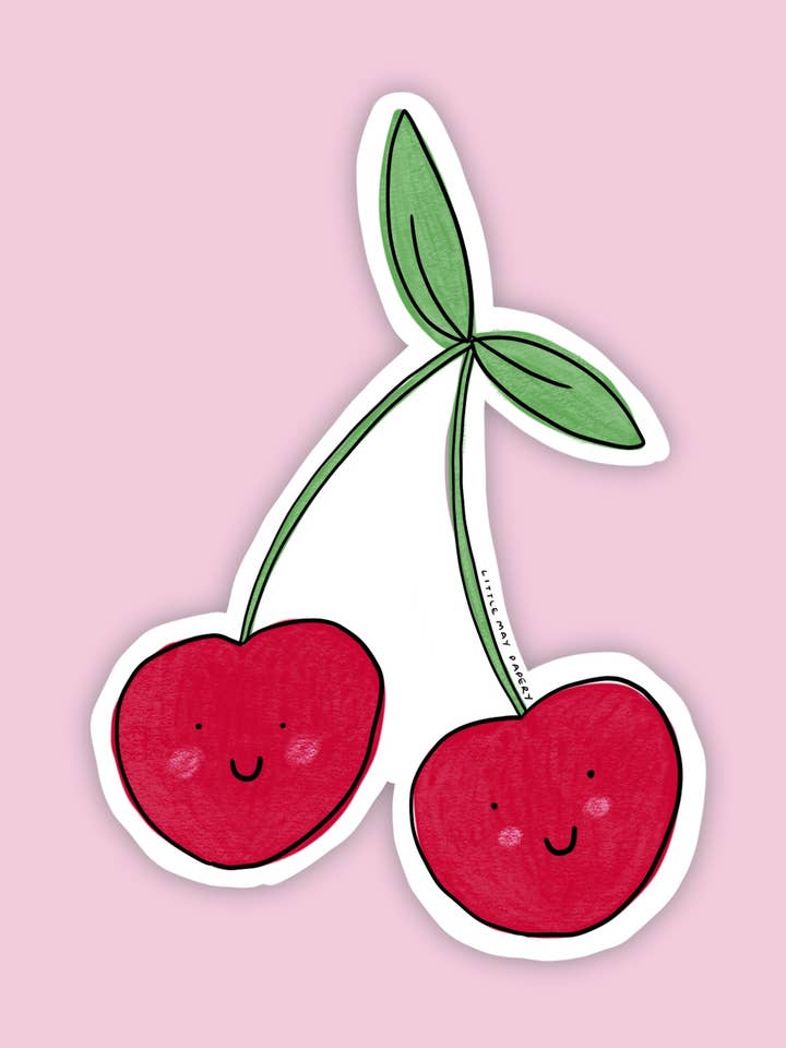 Kirsebær klistermærke for engroshandel hos Little May Papery