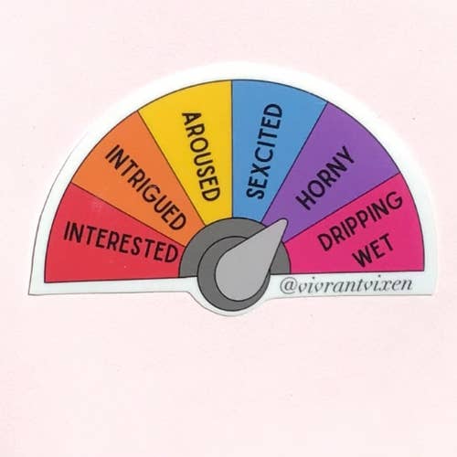 Horny Meter Adult Die Cut Vinyl Sticker, Sex Positive Art for wholesale by Vivrant Vixen