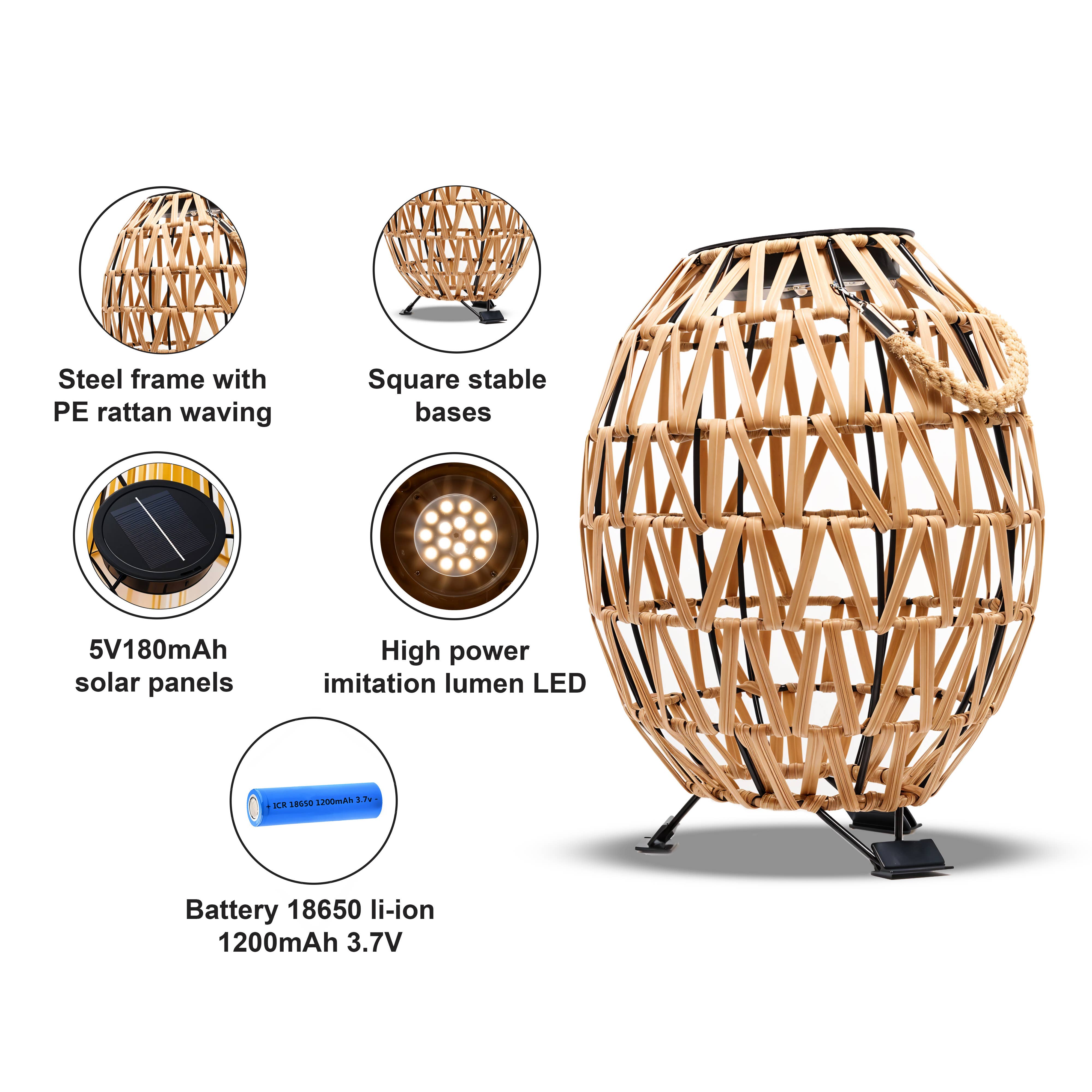 LJUSBRUN Utomhus tårdroppsformad solcellslampa i rotting för bordet för wholesale på Faire6