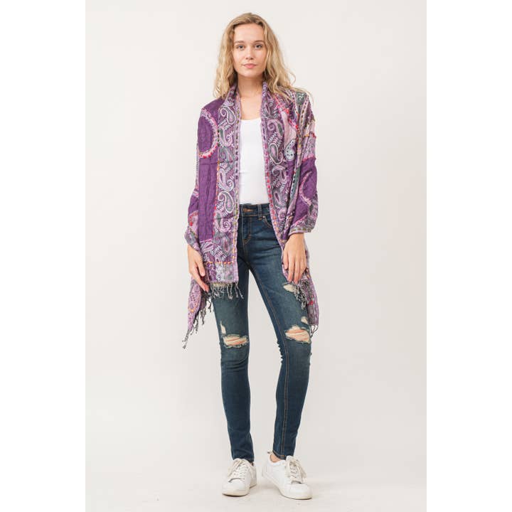 Raj Trading & Imports (USA) Inc. - Wholesale Scarf – Women's - Amanda Thick Stitch Embroidered Scarf Shawl1