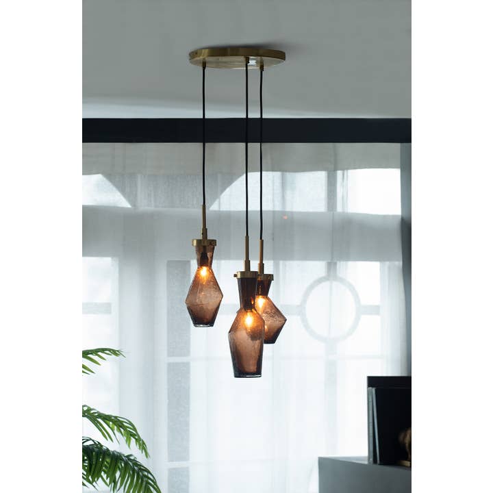 A&B Home Group Inc. - Vente Lustre/Suspension - Lustre triple D14"xH91'' - Marron2