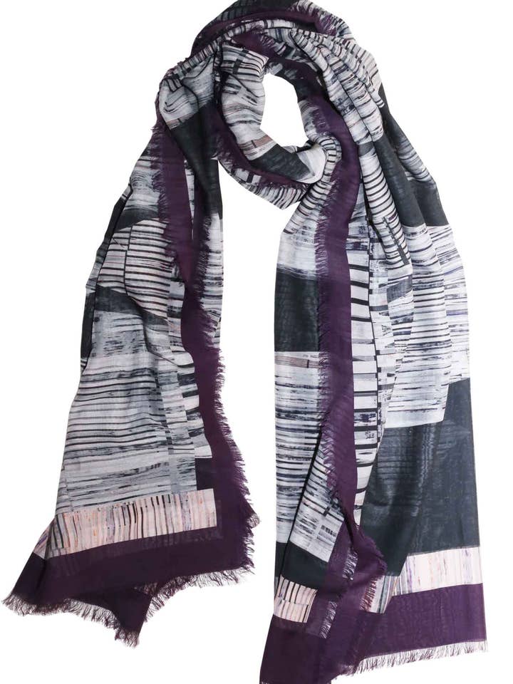 Zijde/katoen „Organic Windows” Stola 200cm x 140 cm voor wholesale door EditionMichel