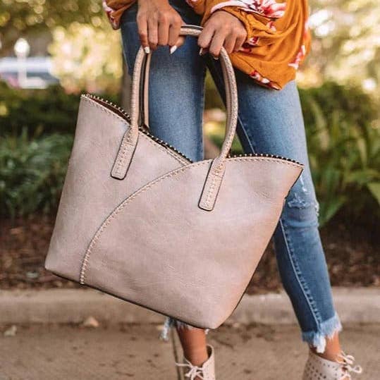 MiMi Wholesale - Wholesale Tote Bag - Women's - COL001-2 2-in-1 Stitch Trim Detail Shoulder/Tote Set Bag1