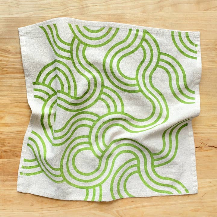 Bright Beige - Wholesale Dinner & Cloth Napkin - Warm Winding Loops, Hand Printed Cotton Napkins, Set of 45