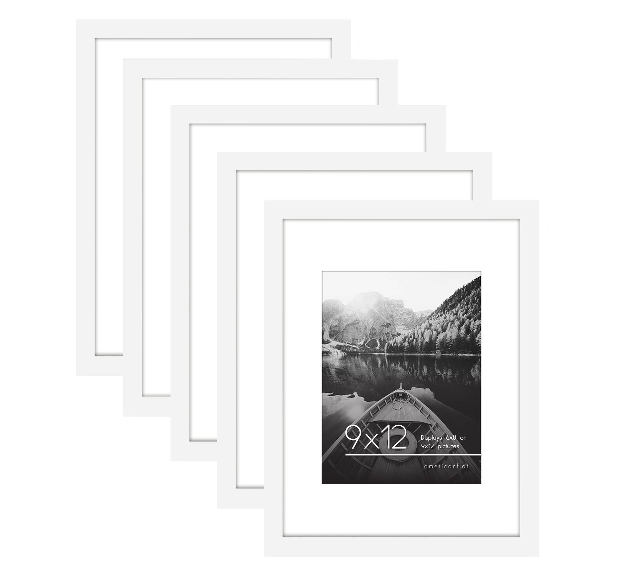 Americanflat - Wholesale Picture Frame - Americanflat Picture Frame with Mat Slim Molding (5 Pack)12