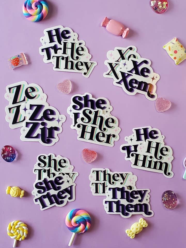 Vinyl Sticker | Spooky & Cute Pronoun Stickers for engroshandel hos StrangelyArranged