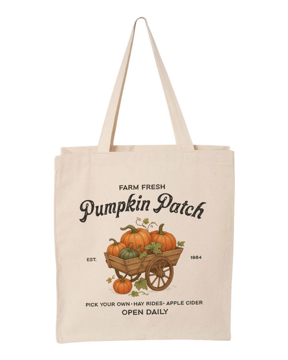 DaisyChainDesignCo - Wholesale Tote Bag - Women's - Farm Fresh Pumpkin Patch Canvas Tote Bag 1