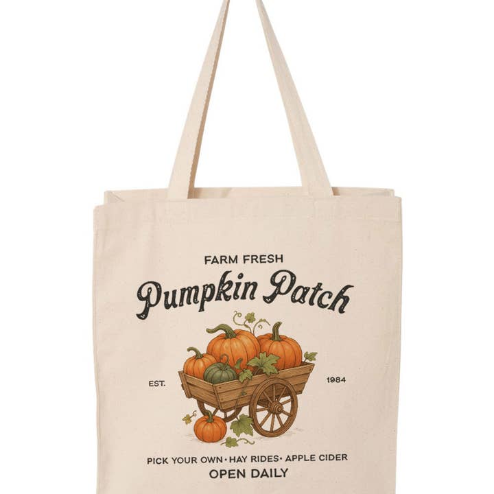 DaisyChainDesignCo - Wholesale Tote Bag - Women's - Farm Fresh Pumpkin Patch Canvas Tote Bag 1