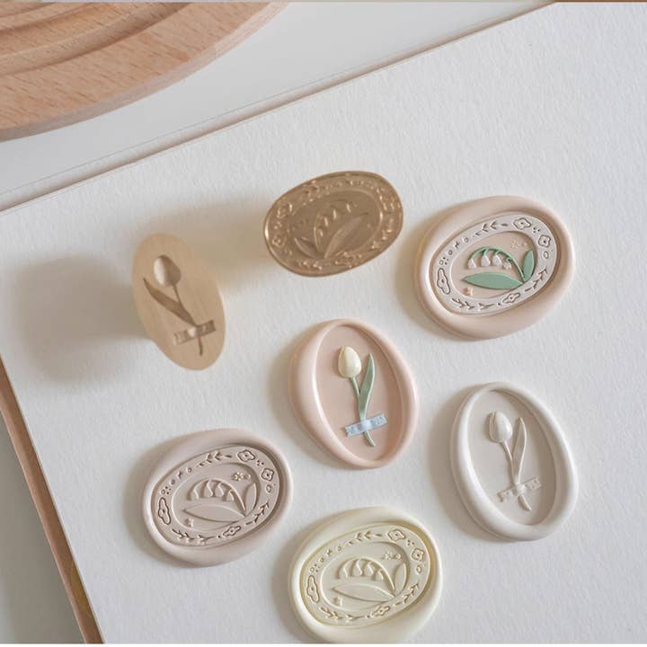LULUFUNSTUDIO - Wholesale Rubber/Decorative Stamp - Orange studio | Tulip wax seal stamp