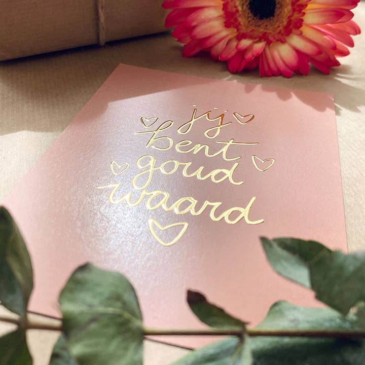 NynkeOntwerpt - Wholesale Thank You Card - Card | With gold foil | You are worth gold1