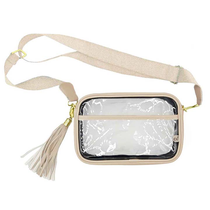 Fashion City - Wholesale Crossbody Bag - Women's - Colored Outline Clear Bag with Faux Leather Tassel6
